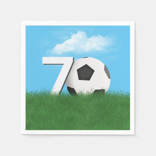 70th Birthday Soccer Ball In Green Grass Napkins