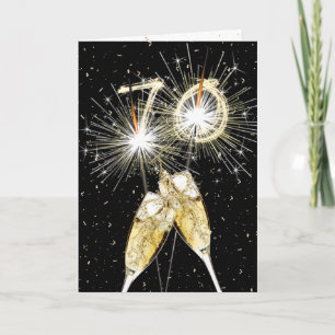 70th Birthday Sparklers and Champagne Toast Card