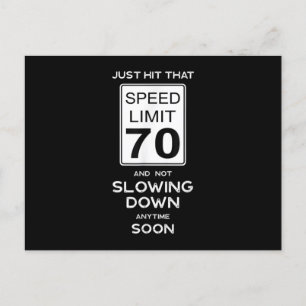 70th Birthday Speed Limit Sign Auto Mechanic Car Announcement Postcard
