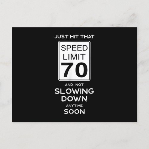 70th Birthday Speed Limit Sign Auto Mechanic Car Announcement Postcard