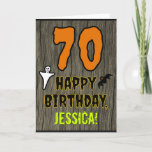 [ Thumbnail: 70th Birthday: Spooky Halloween Theme, Custom Name Card ]