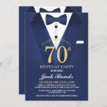 70th Birthday Spy Suit Black Tie Navy Invitation
