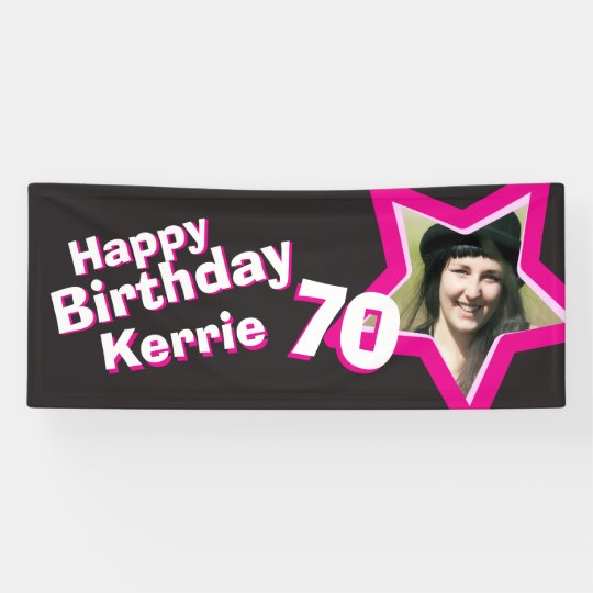 70th Birthday Star Custom Photo Banner Zazzle Com