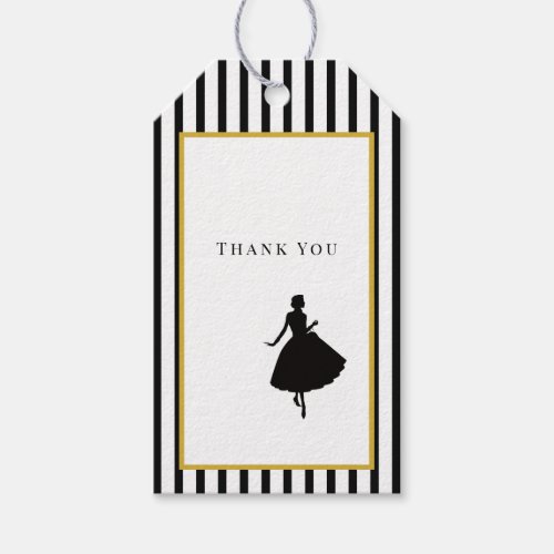 70th Birthday Thank You Favor Tag Black & Gold