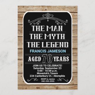 70th Birthday The Man The Myth The Legend 70 YRS Invitation