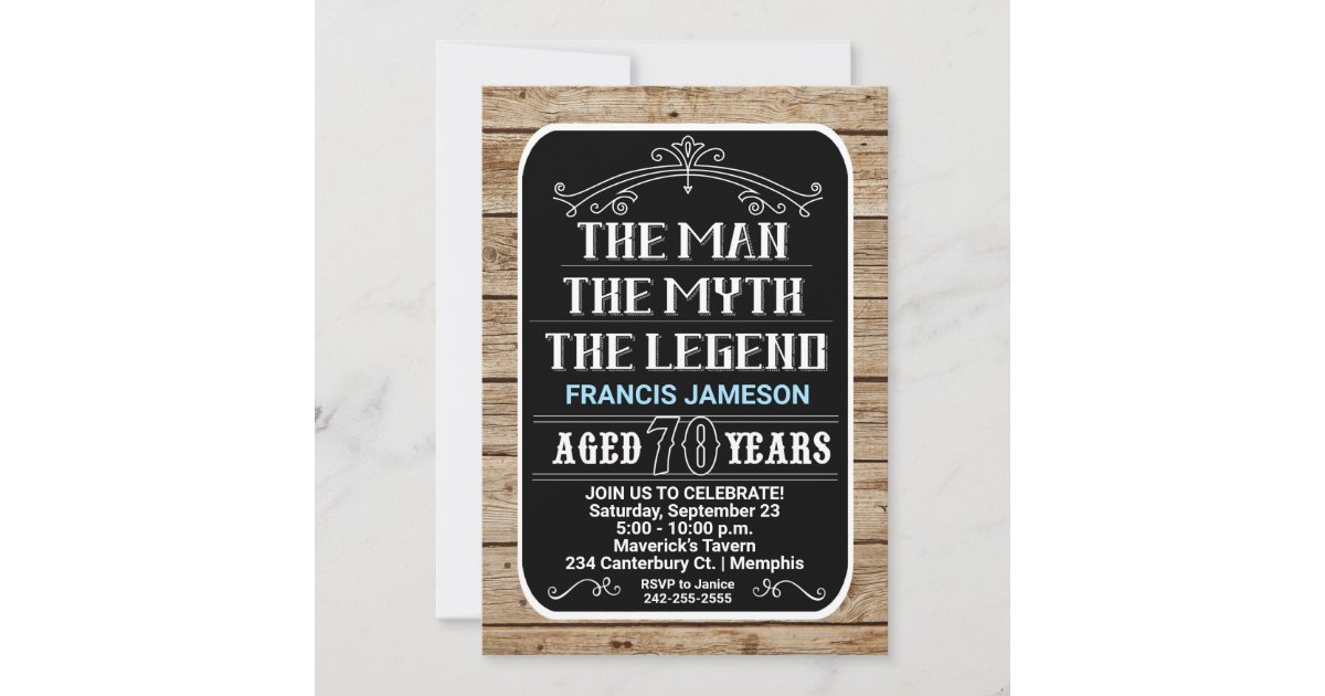 70th Birthday The Man The Myth The Legend 70 YRS Invitation | Zazzle.com