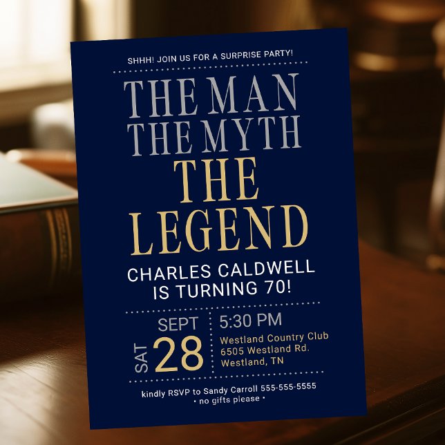 70th Birthday The Man The Myth The Legend Invitation (Creator Uploaded)