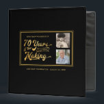70th Birthday Then & Now Photos Retro Photo Album 3 Ring Binder<br><div class="desc">Retro typography design stating 70 YEARS IN THE MAKING which incorporates the 70-year-old's birth year within the design. Include THEN and NOW photos and personalize the title and spine of this binder which can be used as a photo album, scrapbook, guestbook or a combination of these. Black and gold color...</div>