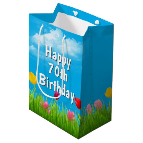 70th Birthday Tulips Medium Gift Bag