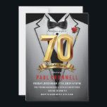 70th Birthday Tuxedo  Invitation<br><div class="desc">White Tux White Tuxedo invitation,  Tuxedo birthday invitation,  black tie invitation,  secret,  spy,  elegant,  men,  bow tie,  suit,  agent,  70th birthday</div>