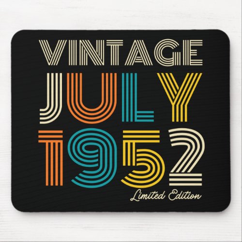 70th Birthday Vintage 1952 Limited Edition Mouse Pad