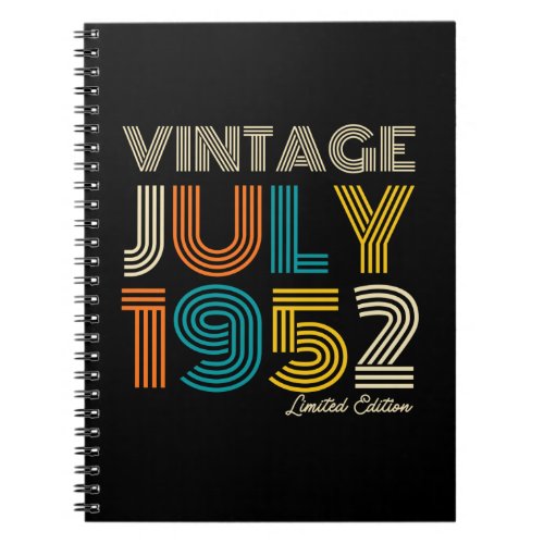 70th Birthday Vintage 1952 Limited Edition Notebook