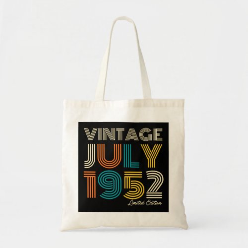 70th Birthday Vintage 1952 Limited Edition Tote Bag