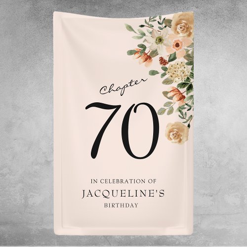 70th Birthday Vintage Floral Banner