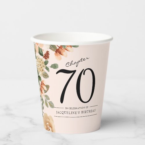 70th Birthday Vintage Floral Paper Cups