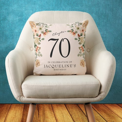 70th Birthday Vintage Floral Throw Pillow