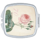 70th Birthday Vintage Rose Personalized Compact Mirror (Side)