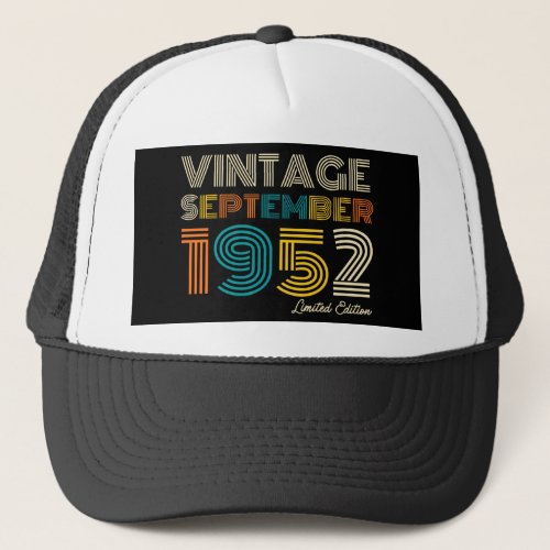 70th Birthday Vintage September 1972 Limited Edtn Trucker Hat