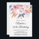 70th Birthday Watercolor Botanical Floral Flowers  Invitation<br><div class="desc">80th Birthday Watercolor Botanical Floral Flowers Invitation. 1st 2nd 3rd 4th 5th 6th 7th 8th 9th 10th 11th 12th 13th 14th 15th 16th 17th 18th 19th 20th 21st 30th 40th 50th 60th 70th 80th 90th 100th, Any Age. For further customization, please click the "Customize it" button and use our design...</div>