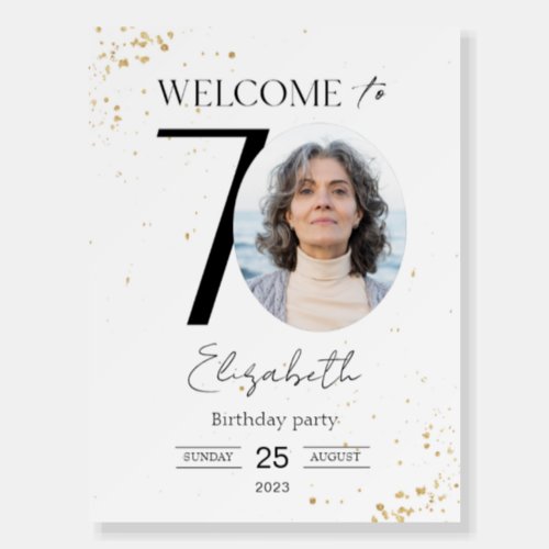 70th Birthday Welcome Sign Gold Board