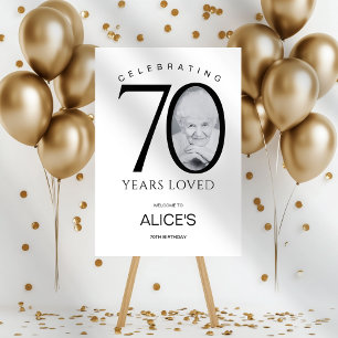 70th Birthday Welcome Sign with Photo, Elegant