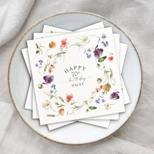 70th Birthday Wildflowers Feminine Floral Napkins