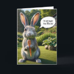 70th Birthday Winking Rabbit With a Carrot Card<br><div class="desc">A winking gray rabbit is sitting in a lush garden holding a carrot for a 70th birthday.</div>