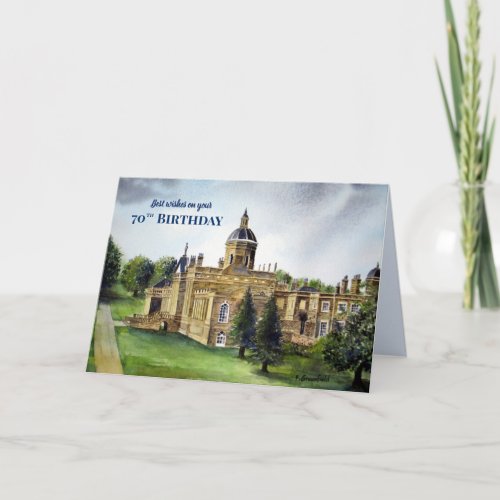 70th Birthday Wishes Castle Howard York Painting Card