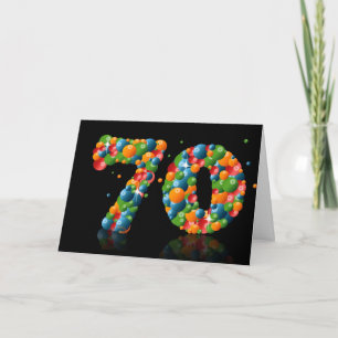 70th birthday with numbers formed from balls card