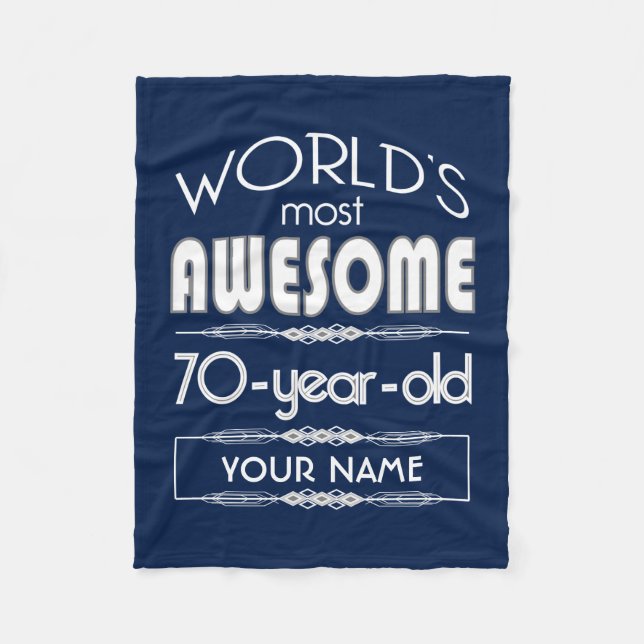 70th Birthday Worlds Best Fabulous Dark Blue Fleece Blanket (Front)