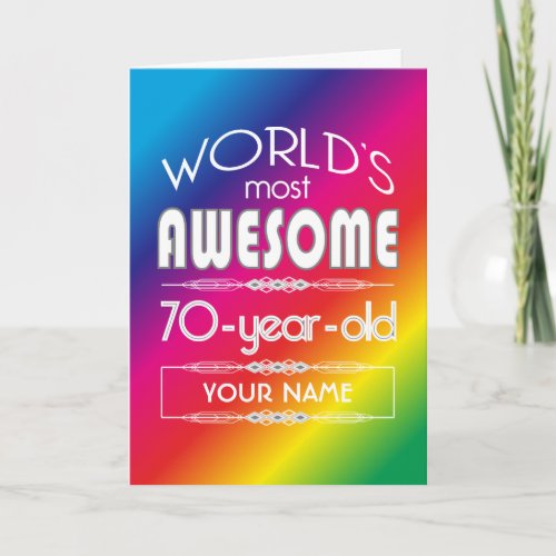 70th Birthday Worlds Best Fabulous Rainbow Card