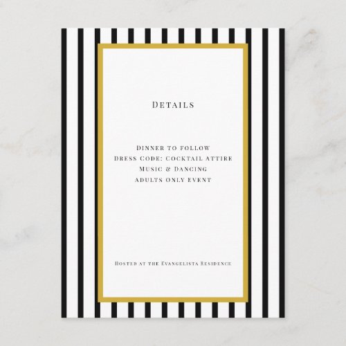 70th Black & Gold Birthday Details Card Insert