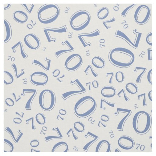 70th  Cool Number Pattern Blue and White 70 Fabric