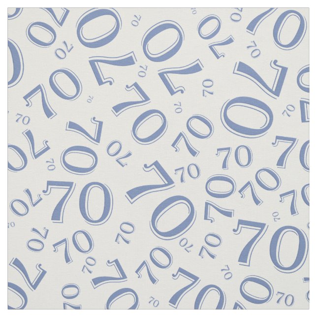 70th  Cool Number Pattern Blue and White 70 Fabric (Swatch)