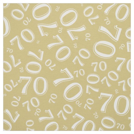 70th  Cool Number Pattern Gold and White 70 Fabric