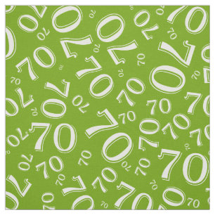 70th Cool Number Pattern Green and White 70 Fabric