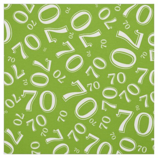 70th  Cool Number Pattern Green and White 70 Fabric