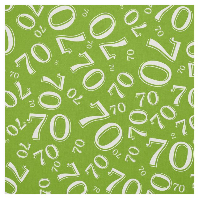 70th  Cool Number Pattern Green and White 70 Fabric (Swatch)