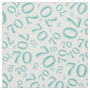 70th Cool Random Number Pattern Teal 70 Fabric