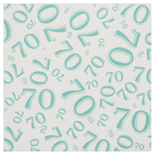 70th  Cool Random Number Pattern Teal 70 Fabric