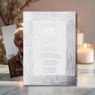 70th Custom Birthday Party Silver Textured Classy Foil Invitation