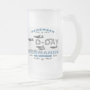 70th D-Day Air Battle of Normandy Anniversary Frosted Glass Beer Mug
