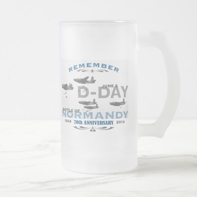 70th D-Day Air Battle of Normandy Anniversary Frosted Glass Beer Mug (Right)
