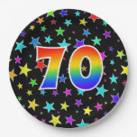 [ Thumbnail: 70th Event: Bold, Fun, Colorful Rainbow 70 Paper Plates ]
