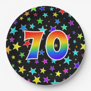70th Event: Bold, Fun, Colorful Rainbow 70 Paper Plates
