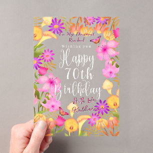 70th Floral Garden Birthday Acrylic Invitations