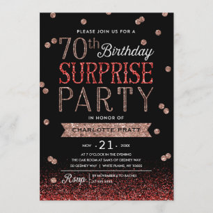 70th Glitter Confetti Surprise Party Invitation