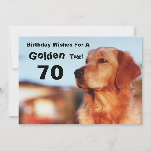 70th Golden Years Birthday Golden Retriever Card