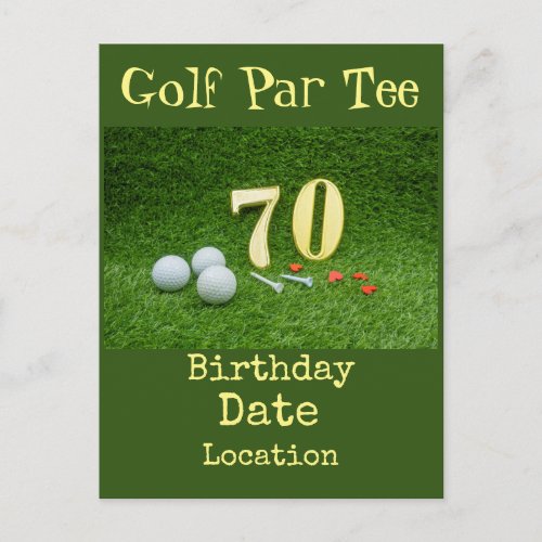 70th Golf birthday Par Tee party Invitation Postcard