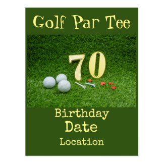 70th Golf birthday Par Tee party Invitation Postcard